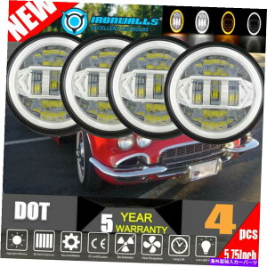 USwbhCg 4PCS 5.75 "5 3/4EhH4 Chrome LEDwbhCgtBbgChevy GMC Corvette C1 C2 4pcs 5.75" 5 3/4 Round H4 Chrome LED Headlights Fit for Chevy GMC Corvette C1 C2