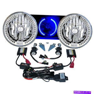 USwbhCg 7 "HIDu[LEDn[OGWFACXwbhCg6000K 6KCgvdyAIMG 7" HID Blue LED Halo Ring Angel Eyes Headlight 6000K 6K Light Lamp Bulb Pair Img