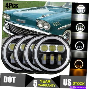 USwbhCg 4x 5.75 "C`LEDvWFN^[wbhCgpxDRLtBbgV{[Cp1958-1976 4x 5.75" inch LED Projector Headlight Angle Eyes DRL Fit Chevy Impala 1958-1976