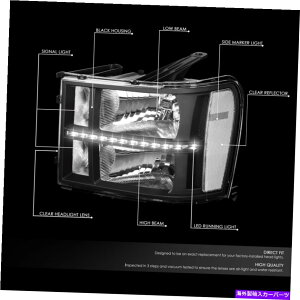 US�w�b�h���C�g 2007-2014 GMC Sierra 1500 2500 3500 LED DRL�w�b�h���C�g�w�b�h�����v�u���b�N/�N���A FOR 2007-2014 GMC SIERRA 1500 2500 3500 LED DRL HEADLIGHT HEADLAMPS BLACK/CLEAR