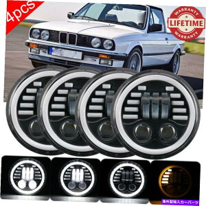 USwbhCg 4s[XubN5.75 "5-3 / 4EhLEDwbhCgDRLVg̖ڃvWFN^[r[H4hbg 4PCS Black 5.75" 5-3/4 Round LED Headlights DRL Angel Eyes Projector Beam H4 DOT