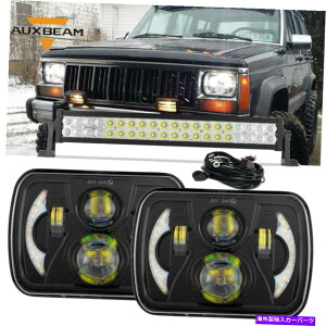 US�w�b�h���C�g 22 �R���{���[�N���C�g�o�[+ 7×6�W�[�v�`�F���L�[xj yj�̃w�b�h���C�gHi / Lo�r�[�� 22 Combo Work Light Bar + 7x6 LED Headlight Hi/Lo Beam For Jeep Cherokee XJ YJ�y���s�A���i�z