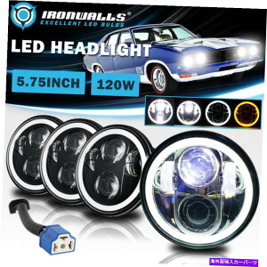 USwbhCg 4s[X5.75 "5-3 / 4" LEDwbhCĝ߂̍ႢDRLVg̖ڃvWFN^[v 4Pcs 5.75" 5-3/4" LED Headlights High Low DRL Angel Eyes Projector Lamp for Ford