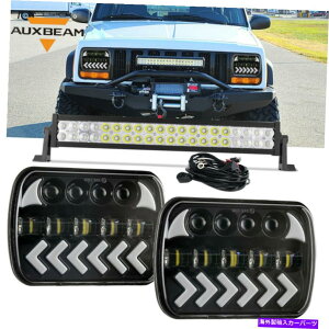 USwbhCg 22 "R{[NCgo[+ 7x6" arrow ledwbhCĝ߂̃W[v`FL[xj yj 22" Combo Work Light Bar + 7x6" Arrow LED Headlight For Jeep Cherokee XJ YJ