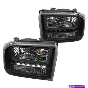 US�w�b�h���C�g 05-07 F250 / F350 / F450 / F550�X�[�p�[�f���[�e�B05�G�N�X�J�[�V�����u���b�N�N���ALED�w�b�h���C�g For 05-07 F250/F350/F450/F550 Super Duty 05 Excursion Black Clear Led Headlights