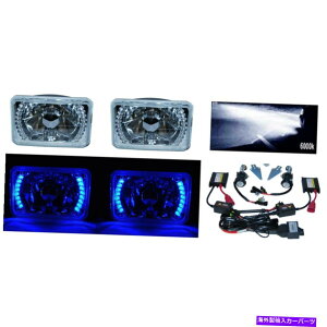 USwbhCg 4x6 "u[LEDn[GWFACwbhCg6K 6000K HIDwbhvdyA 4X6" Blue LED Halo Angel Eye Headlight 6K 6000K HID Headlamp Light Bulbs Pair