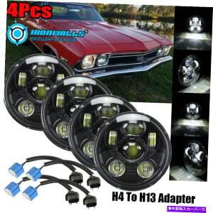 USwbhCg 4s[XubN5-3 / 4 "5.75~`LEDwbhCgRxbgCpV{[̂߂̃nC[tBbg 4pcs Black 5-3/4" 5.75 Round LED Headlight Hi-Lo Fit for Corvettes Impala Chevy