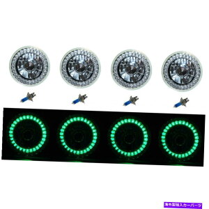 USwbhCg 5-3 / 4nQO[LEDOn[GWFACXwbhCgwbhvdZbg 5-3/4 Halogen Green LED Ring Halo Angel Eyes Headlight Headlamp Light Bulbs Set