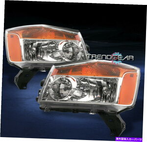 US�w�b�h���C�g Crystal G2�w�b�h���C�g�����v�N���[��/�A���o�[�A2004-2015 Titan / 2005-2007 Armada Pair CRYSTAL G2 HEADLIGHT LAMP CHROME/AMBER FOR 2004-2015 TITAN/2005-2007 ARMADA PAIR�y���s�A���i�z