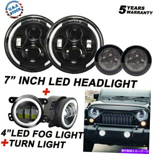 USwbhCg 7 '' LEDwbhCg^[VOitHOvR{LbgJEEP Wrangler JK 2007-2017 7'' LED Headlight Turn Signal Fog Lamp Combo Kit For Jeep Wrangler JK 2007-2017