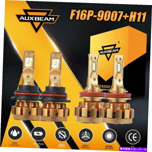 USwbhCg AUXBeam H11 9007 LEDwbhCg̓dLbgɂ̓[r[̃tHOvR{6000K F16P AUXBEAM H11 9007 LED Headlight Bulbs Kit Hi Low Beam Fog Lights Combo 6000K F16P