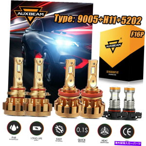 USwbhCg AUXBeam 9005 H11 5202 6000K LEDwbhCgdLbgR{HI[r[tHOCg AUXBEAM 9005 H11 5202 6000K LED Headlights Bulbs Kit Combo Hi Low Beam Fog Light