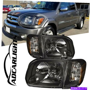USwbhCg 2005N2006Ñg^chd/N[LuubNwbhCgAZuyA Fit For 2005-2006 Toyota Tundra Double/Crew Cab Black Headlights Assembly Pair