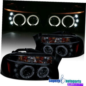 USwbhCg 1997N2004NDakota / Durango Smoink LED HalovWFN^[wbhCĝ鍕 For 1997-2004 Dakota/Durango Smoke LED Halo Projector Headlights Glossy Black
