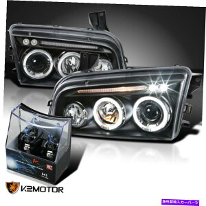 USwbhCg 2006-2010 Dodge Charger Black LED HalovWFN^[wbhCg+ H1nQd For 2006-2010 Dodge Charger Black LED Halo Projector Headlights+H1 Halogen Bulbs