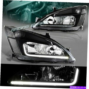 USwbhCg ubNnEWOLED DRL W /NAtN^[wbhCgvtBbg03-07z_AR[h BLACK HOUSING LED DRL W/CLEAR REFLECTOR HEAD LIGHTS LAMPS FIT 03-07 HONDA ACCORD