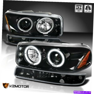 USwbhCg Jet Black 2000-2006 GMC Yukon HalovWFN^[wbhCg+p[LOop[v For Jet Black 2000-2006 GMC Yukon Halo Projector Headlights+Parking Bumper Lamps