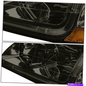USヘッドライト 98-02ホンダアコードLED DRLバー喫煙/琥珀側ヘッドライトランプの交換 For 98-02 Honda Accord LED DRL Bar Smoked/Amber Side Headlight Lamps Replacement