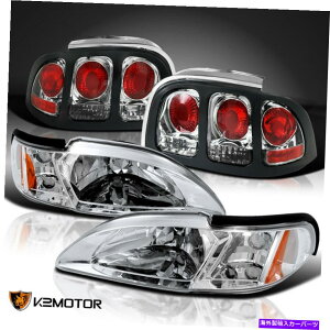 USwbhCg Fit 1994-1998}X^OwbhCgW /R[i[v1s[X^C+Au[Le[Cg Fit 1994-1998 Mustang Headlights w/Corner Lamps 1PC Style+Rear Brake Tail Lights