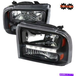 USwbhCg 05-07tH[hF250 F350X[p[f[eBubNnEWOwbhCgAo[tN^[LED DRL 05-07 Ford F250 F350 Super Duty Black Housing Headlights Amber Reflector LED DRL