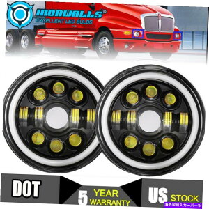 USwbhCg Kenworth T2000 T609 H4 H13yÂ߂7C`LEDwbhCgvWFN^[ubNtBbg 7 inch LED Headlight Projector Black Fit for Kenworth T2000 T609 H4 H13 Pair