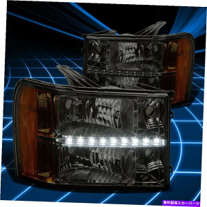 USwbhCg 07-14 GMC Sierra GMT900 LED DRLX[N/Ao[wbhCgv̌ For 07-14 GMC Sierra GMT900 LED DRL Smoked/Amber Headlight Lamps Replacement