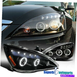 USwbhCg 2003N2007Ñz_03-07 Accord HalovWFN^[ubNwbhCgLEDo[v For 2003-2007 Honda 03-07 Accord Halo Projector Black Headlights LED Bar Lamps