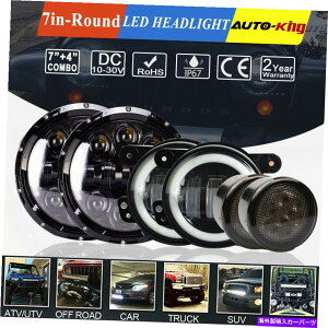USwbhCg JEEP wrangler JK 07-17 7uHalo LEDwbhCgtHOv^[MR{Lbg For Jeep Wrangler JK 07-17 7" Halo LED Headlight Fog Light Turn Signal Combo Kit