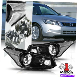 USwbhCg 08-12z_AR[hZ_̂߂̍Z̃wbhCgNA^[VOitN^[ Black Housing Headlight Clear Turn Signal Reflector for 08-12 Honda Accord Sedan