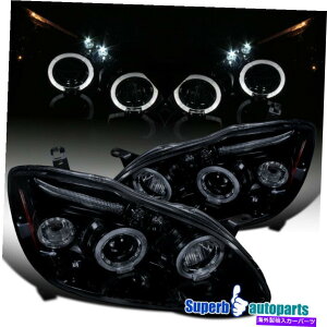 USwbhCg 2003N2008ÑJ̉LED HalovWFN^[wbhCgv̂鍕 For 2003-2008 Corolla Smoke LED Halo Projector Head Lights Lamps Glossy Black
