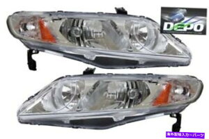 USwbhCg OEX^CN[wbhCgf|yAtBbg2006-2011z_VrbN4DZ_ OE Style Chrome Head Light DEPO PAIR Fits 2006-2011 Honda Civic 4D Sedan