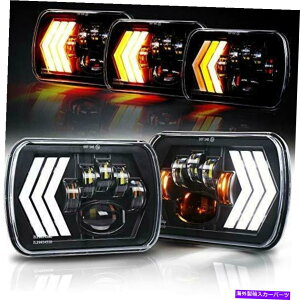 USwbhCg 7×6 LEDwbhCg55W`5×7C`̃wbhCgzCgAo[DRL 7x6 LED Headlights 55W Square 5x7 inch Headlights with White&Amber Arrow DRL