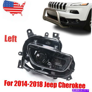 US�w�b�h���C�g 2014-2018�W�[�v�`�F���L�[�n���Q���^�C�v�v���W�F�N�^�[�u���b�N�w�b�h���C�g�h���C�o�[ For 2014-2018 JEEP Cherokee Halogen Type Projector Black Headlight Driver Left�y���s�A���i�z