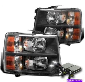US�w�b�h���C�g 2007-2013 Chevy Silverado�s�b�N�A�b�v�u���b�N/�A���o�[�N���X�^���w�b�h���C�g�����vW / 6000K HID 2007-2013 CHEVY SILVERADO PICKUP BLACK/AMBER CRYSTAL HEADLIGHT LAMP W/6000K HID�y���s�A���i�z