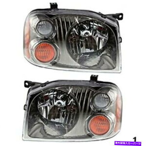 USwbhCg FITS 01-04 Frontier LTRT Set HeadlightAZuBlack-Chrome Bezel Fits 01-04 Frontier Lt & Rt Set Headlight Assemblies with Black-Chrome Bezel