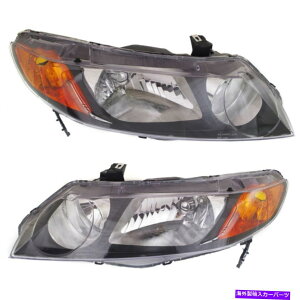 USwbhCg 2006-08z_VrbNZ_̂߂̐Vf|hCoqTChwbhCgZbg New Depo Driver & Passenger Side Headlight Set For 2006-08 Honda Civic Sedan