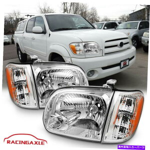 USwbhCg 2005N2006Ng^ch2005-2007 Sequoia ChromewbhCg+R[i[vXy[X For 2005-2006 Toyota Tundra 2005-2007 Sequoia Chrome Headlights+Corner LampsPair