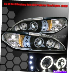 USwbhCg 94-98tH[h}X^On[LEDvWFN^[wbhCgubN 94-98 FORD MUSTANG HALO LED PROJECTOR HEADLIGHTS BLACK