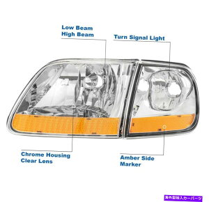 USwbhCg 1997 - 2003NtH[hF150n[[_rbh\X^CN[wbhCg+ LED DRLv For 1997-2003 Ford F150 Harley Davidson Style Chrome Headlight +LED DRL Lamp New