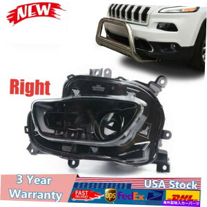 USwbhCg 2014-2018 Jeep Cherokeê߂̉Eq̍nQvWFN^[̃wbhCg Right Passenger Black Halogen Projector Headlights for 2014-2018 Jeep Cherokee