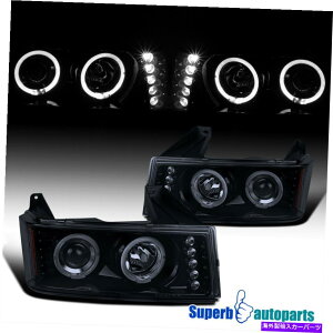 USwbhCg 2004-2012V{[RhB̂鍕fAn[vWFN^[̃wbhCg For 2004-2012 Chevy Colorado Glossy Black Dual Halo Projector Headlights