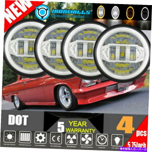 USwbhCg 4s[X5.75 "5 3/4EhH4 Chrome LEDwbhCgV{[xGARxbgɃtBbg 4pcs 5.75" 5 3/4 Round H4 Chrome LED Headlights Fit for Chevy Bel Air Corvette