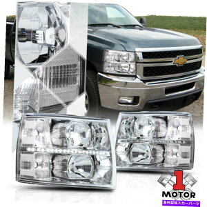 USwbhCg N/NA* LEDXgbvDRL *wbhCgCgv07-14 Silverado Chrome/Clear*LED Strip DRL*Headlight Light Lamp Clear Signal for 07-14 Silverado