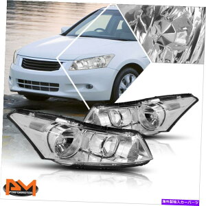 USwbhCg 08~12̃z_AR[hZ_N[nEWOwbhCgNAR[i[Mv For 08-12 Honda Accord Sedan Chrome Housing Headlight Clear Corner Signal Lamps