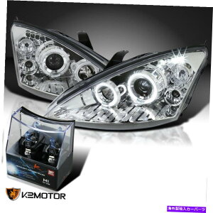 USwbhCg 20002004ÑtH[JXNALED HalovWFN^[wbhCg+ H1nQd For 2000-2004 Ford Focus Clear LED Halo Projector Headlights+H1 Halogen Bulbs
