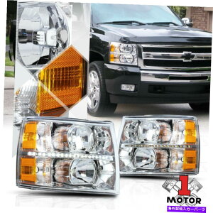 USwbhCg Chrome / Clear * LEDXgbvDRL * HEADLIGHTCgvAMBERM07-14 Silverado Chrome/Clear*LED Strip DRL*Headlight Light Lamp Amber Signal for 07-14 Silverado