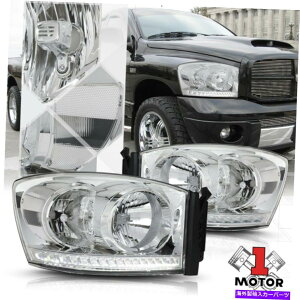 USwbhCg N[nEWOwbhCgv[LEDXgbvDRL] 06-09 RAM 1500/2500pNAM Chrome Housing Headlight Lamp[LED STRIP DRL]Clear Signal for 06-09 Ram 1500/2500