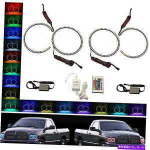 US�w�b�h���C�g 02-05 Dodge Ram Sport�̂��߂̑��F�ύXLED RGB�w�b�h���C�g�n���[�����O�Z�b�g Multi-Color Changing LED RGB Headlight Halo Ring Set For 02-05 Dodge Ram Sport