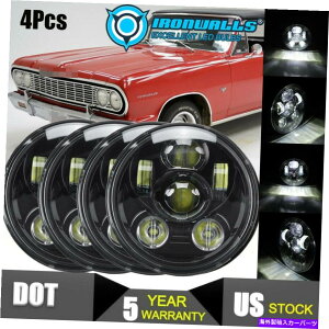 USwbhCg 4X 5.75u5-3 / 4vvWFN^[LEDwbhCg̓NAnC/[tBbgV{[}u1964-67 70 4x 5.75" 5-3/4" Projector LED Headlights Clear Hi/Lo Fit Chevy Malibu 1964-67 70