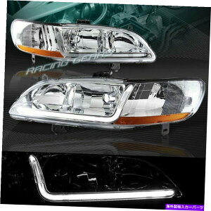 USwbhCg N[nEWODRL LEDwbhCg+Ao[tN^[FIT 98-02z_AR[h2 / 4DR CHROME HOUSING DRL LED HEADLIGHTS+AMBER REFLECTOR FIT 98-02 HONDA ACCORD 2/4DR